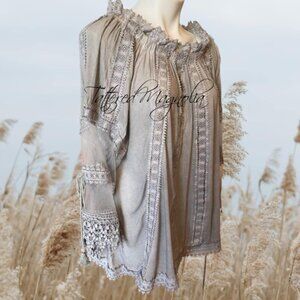 Beautiful Boho Gypsy Peasant Blouse with Lace